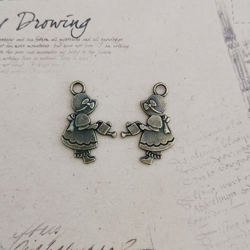 30mm Four Seasons Girl Alloy Charm Pendant