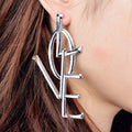 Long LOVE Letter Drop Earrings in Three Metal Tones view 2
