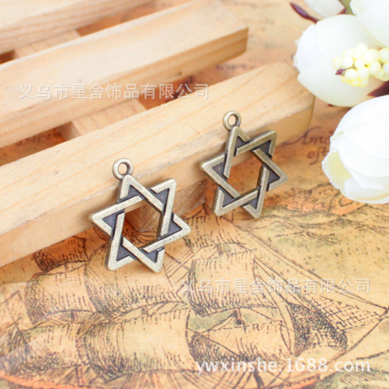 18mm Vintage Alloy Hexagram Star Charm Pendant