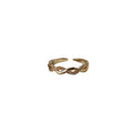 Gold Tone Clear Stone Twisted Infinity Adjustable Open Ring view 5