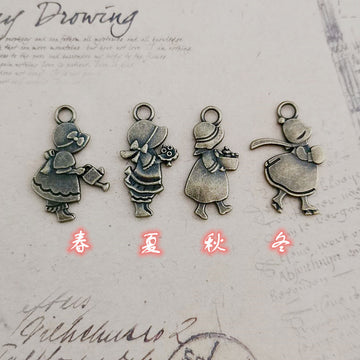 Four Seasons Girl Pendant Alloy Charms in Four Designs