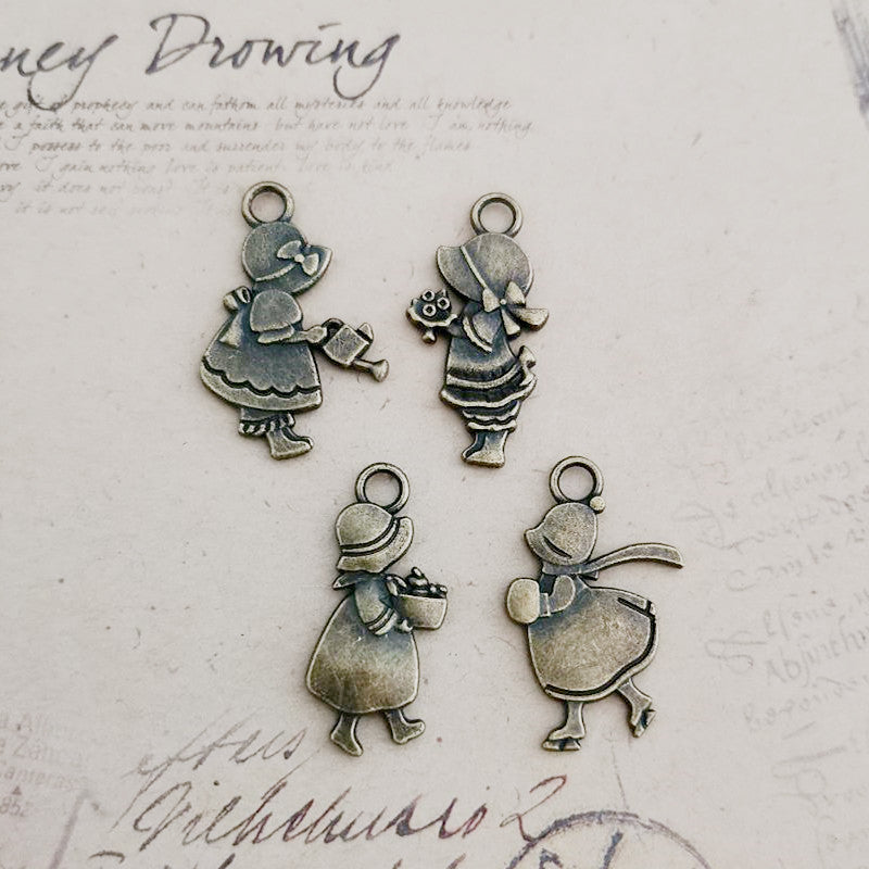 30mm Four Seasons Girl Alloy Charm Pendant