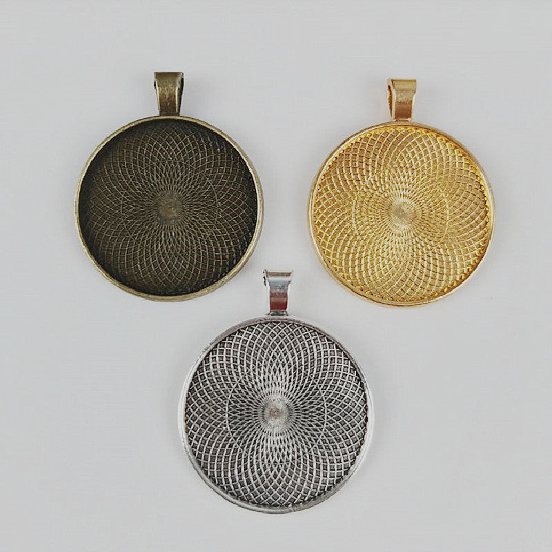 30mm Round Cabochon Tray Bezel Setting Pendant