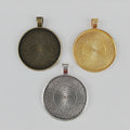 Round Textured Cabochon Pendant Tray Jewelry Making Component view 5