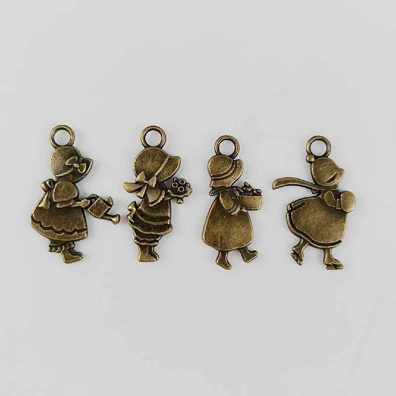30mm Four Seasons Girl Alloy Charm Pendant