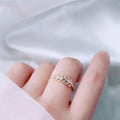 Gold-Tone Clear CZ Leaf Motif Open Adjustable Ring view 2
