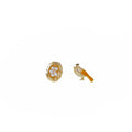 Gold Bird Nest Pearl Asymmetric Stud Earrings Pair view 5