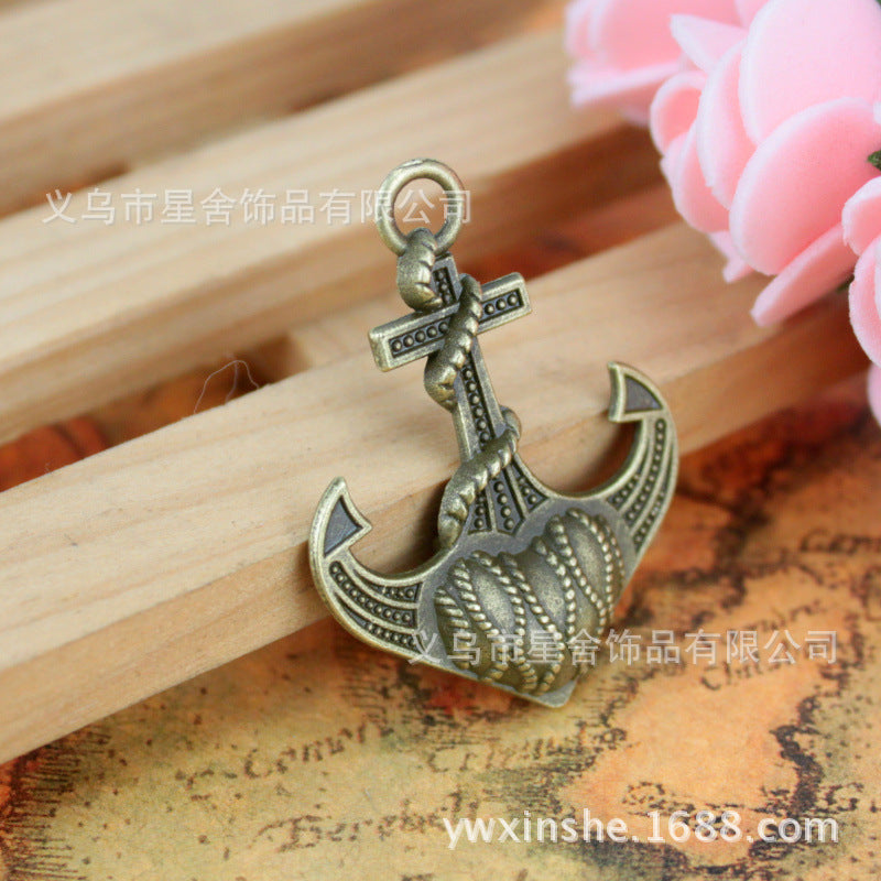 Vintage 39x29mm 3D Anchor Alloy Charm Pendant