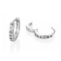 Clear Stone Slim Silver Tone Huggie Hoop Earrings Jewelry Accessory view 3