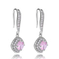 Round Halo Long Hook Earrings In Nine Stone And Metal Variants view 9