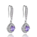 Round Halo Long Hook Earrings In Nine Stone And Metal Variants view 11