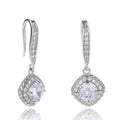 Round Halo Long Hook Earrings In Nine Stone And Metal Variants view 5