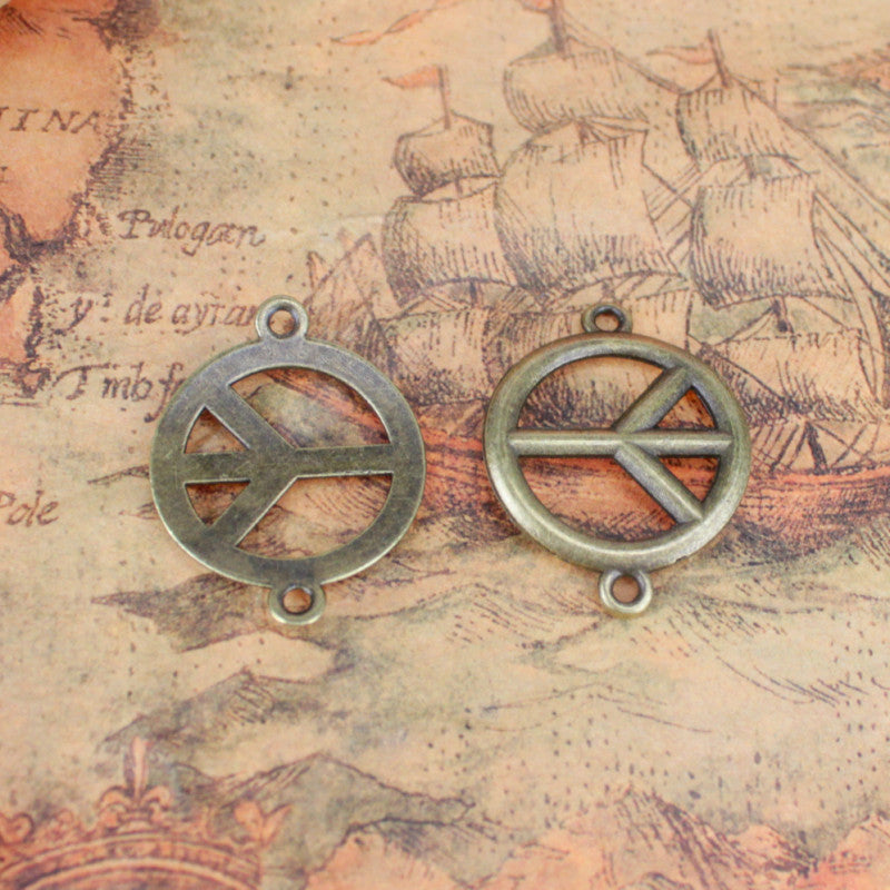 24mm Curved Alloy Peace Sign Bracelet Connector