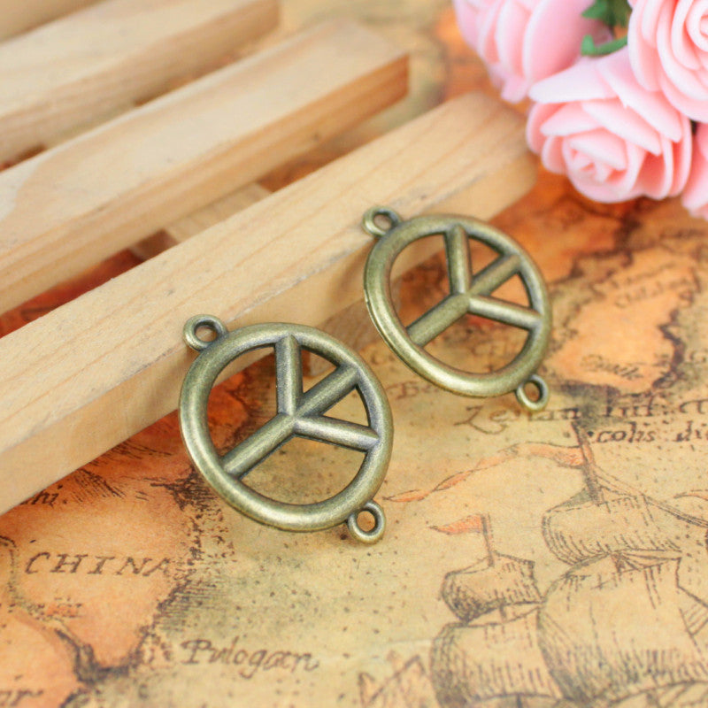24mm Curved Alloy Peace Sign Bracelet Connector