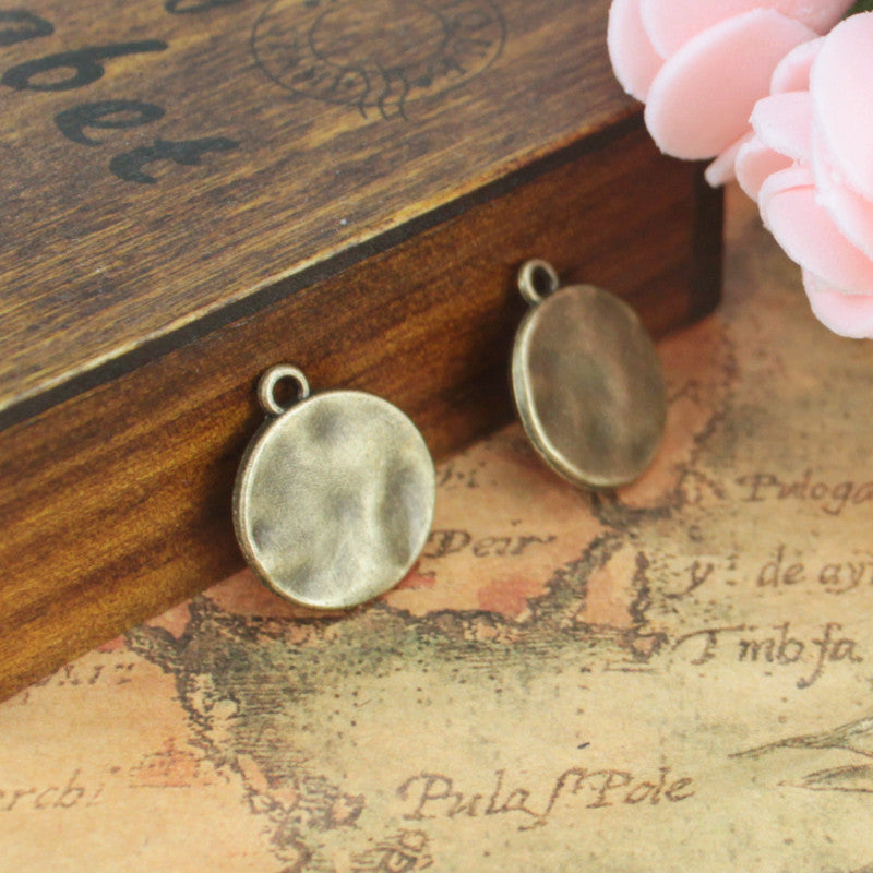 Vintage Water Ripple Round Alloy Charm Pendant 15mm