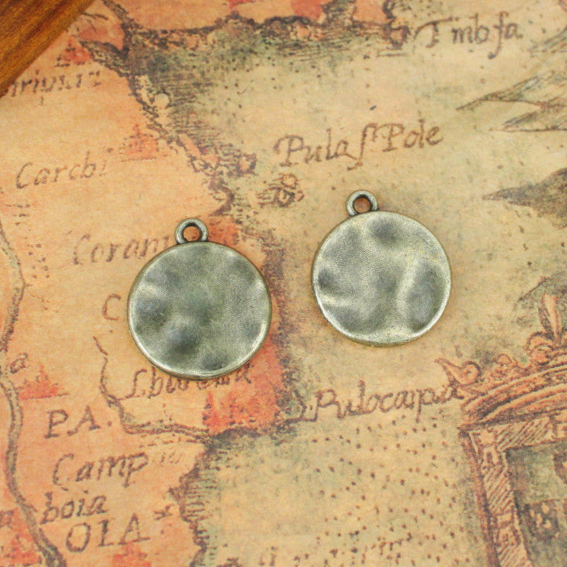 Vintage Water Ripple Round Alloy Charm Pendant 15mm