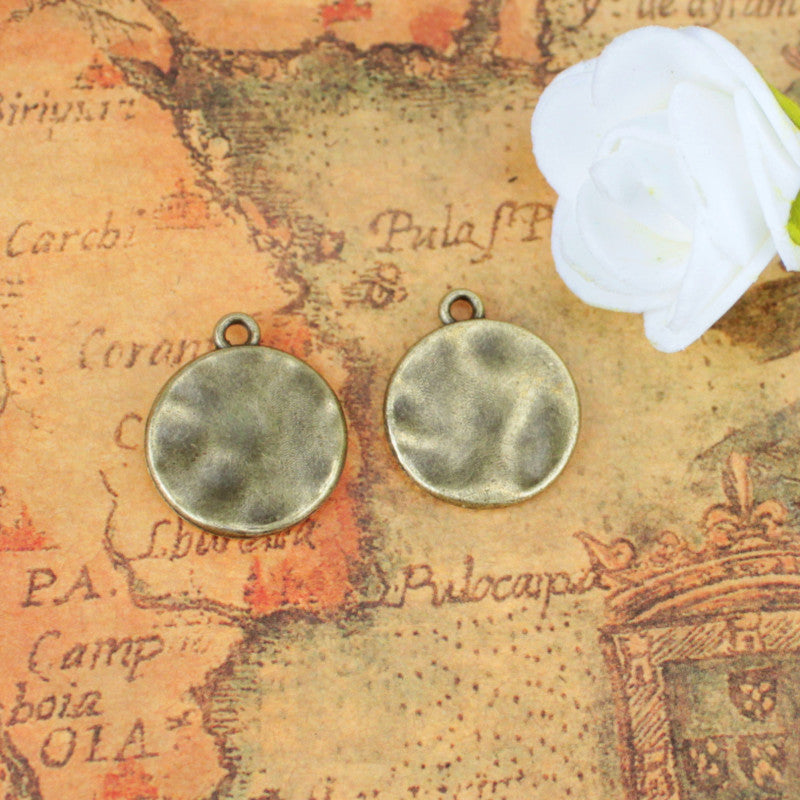 Vintage Water Ripple Round Alloy Charm Pendant 15mm