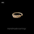 Gold-Tone Clear CZ Leaf Motif Open Adjustable Ring view 6