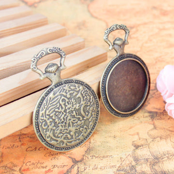 Pocket Watch Style Pendant Tray Jewelry Making Component