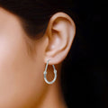 Silver Tone Hammered Teardrop Large Hoop Earrings Pair view 2