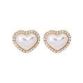 White Pearl Look Heart Clear Border Statement Stud Earrings view 5