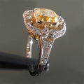 Yellow Cushion Stone Vintage Halo Ring In Mixed Metal Tones view 3