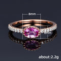 Pink Oval Stone Double Row Ring in Rose Gold Tone Jewelry Accessory view 4