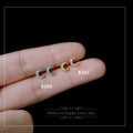 Clear Stone Crescent Moon Stud Earrings In Silver And Gold Tone view 2