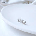 Clear Stone Crescent Moon Stud Earrings In Silver And Gold Tone view 4