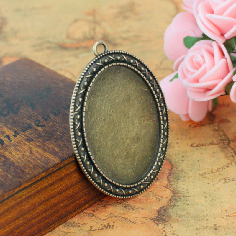 Vintage Oval Cabochon Bezel Setting Pendant Tray 30x40mm