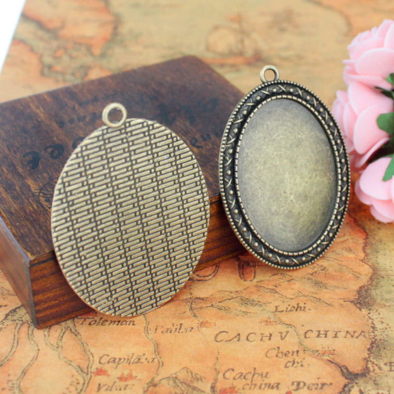 Vintage Oval Cabochon Bezel Setting Pendant Tray 30x40mm