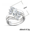 Silver Tone Bypass Ring With Marquise Clear Stone Cluster view 5