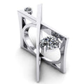 Silver Geometric X Cross Clear CZ Two Stone Fashion Ring Metal view 3