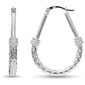 Silver Tone Hammered Teardrop Large Hoop Earrings Pair view 3