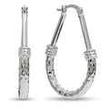 Silver Tone Hammered Teardrop Large Hoop Earrings Pair view 1