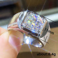 White Gold Tone Men's Wide Square Clear Stone Ring view 5