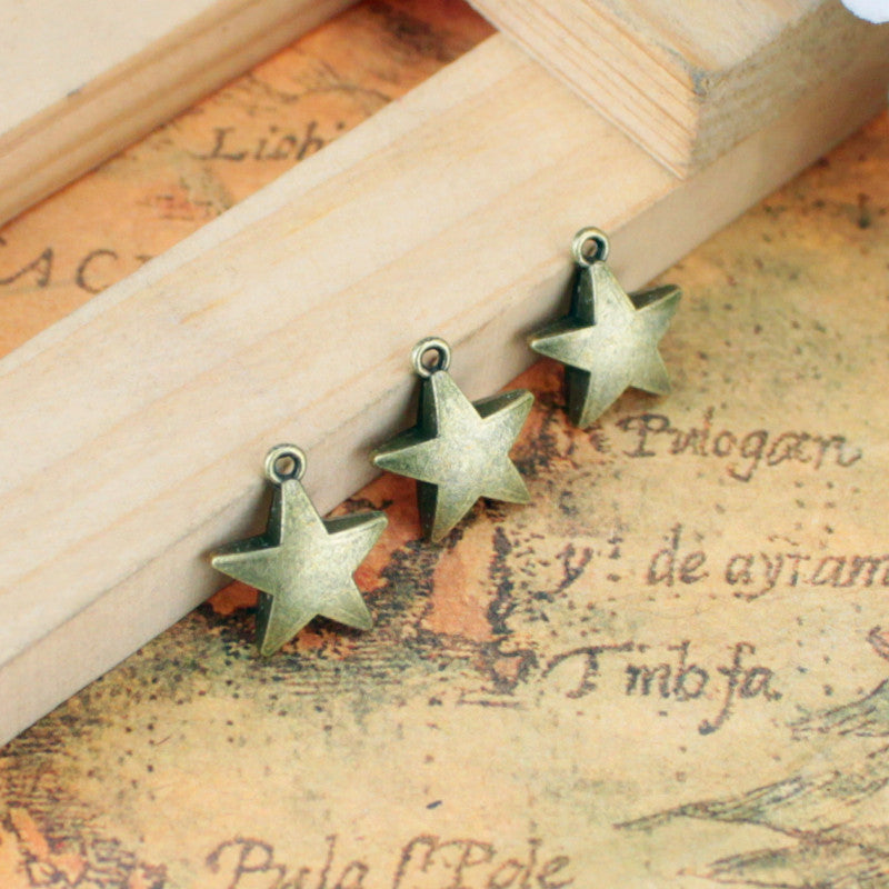 Vintage Thick Five-Point Star Alloy Charm 10mm