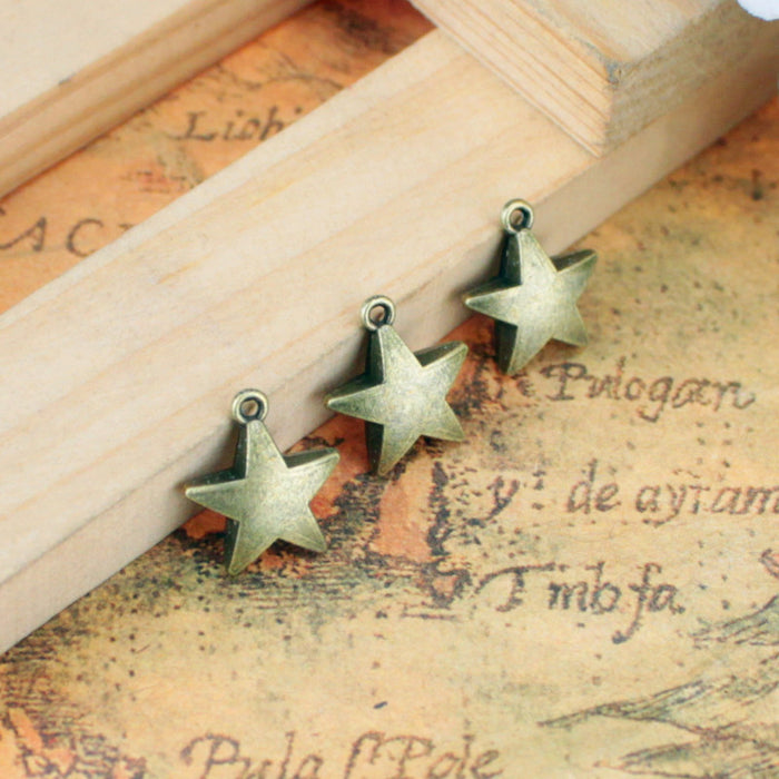 Vintage Thick Five-Point Star Alloy Charm 10mm