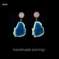 Blue Irregular Resin Drop Earrings Beige Round Studs view 6
