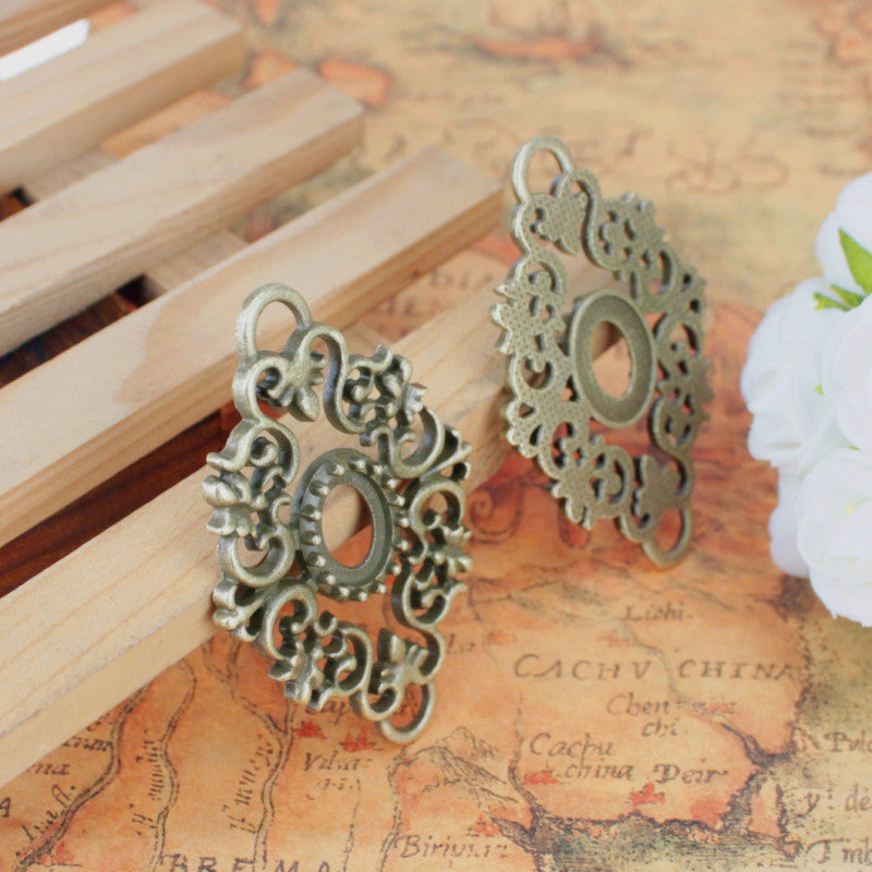 Vintage Two-Hole Floral Vine Connector Pendant 62x40mm