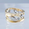 Gold-Tone Openwork Leaf Vine Ring With Clear Crystals view 3