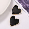 Black Heart Stud Earrings with Gold Tone Edges Jewelry Accessory view 3