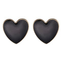 Black Heart Stud Earrings with Gold Tone Edges Jewelry Accessory view 4