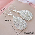 Clear Pavé Teardrop Dangle Earrings in Silver Tone view 3