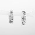 Clear Stone Slim Silver Tone Huggie Hoop Earrings Jewelry Accessory view 4