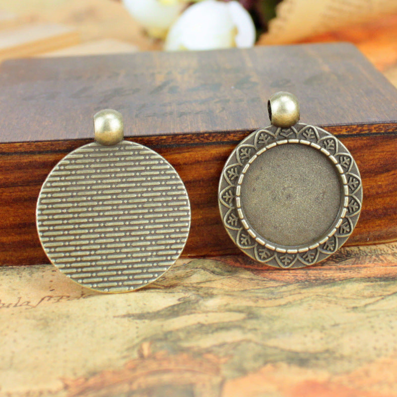 18mm Vintage Alloy Lace Bezel Setting Pendant Tray