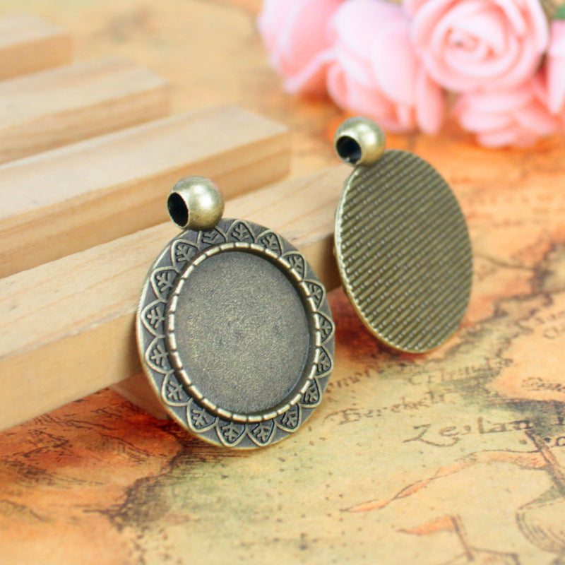 18mm Vintage Alloy Lace Bezel Setting Pendant Tray
