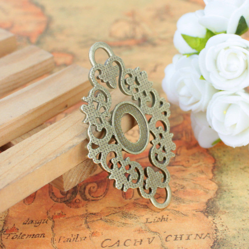Vintage Two-Hole Floral Vine Connector Pendant 62x40mm
