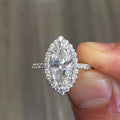 Silver Tone Marquise Halo Clear Stone Finger Ring Sizes 6-10 view 2