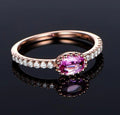 Pink Oval Stone Double Row Ring in Rose Gold Tone Jewelry Accessory view 1